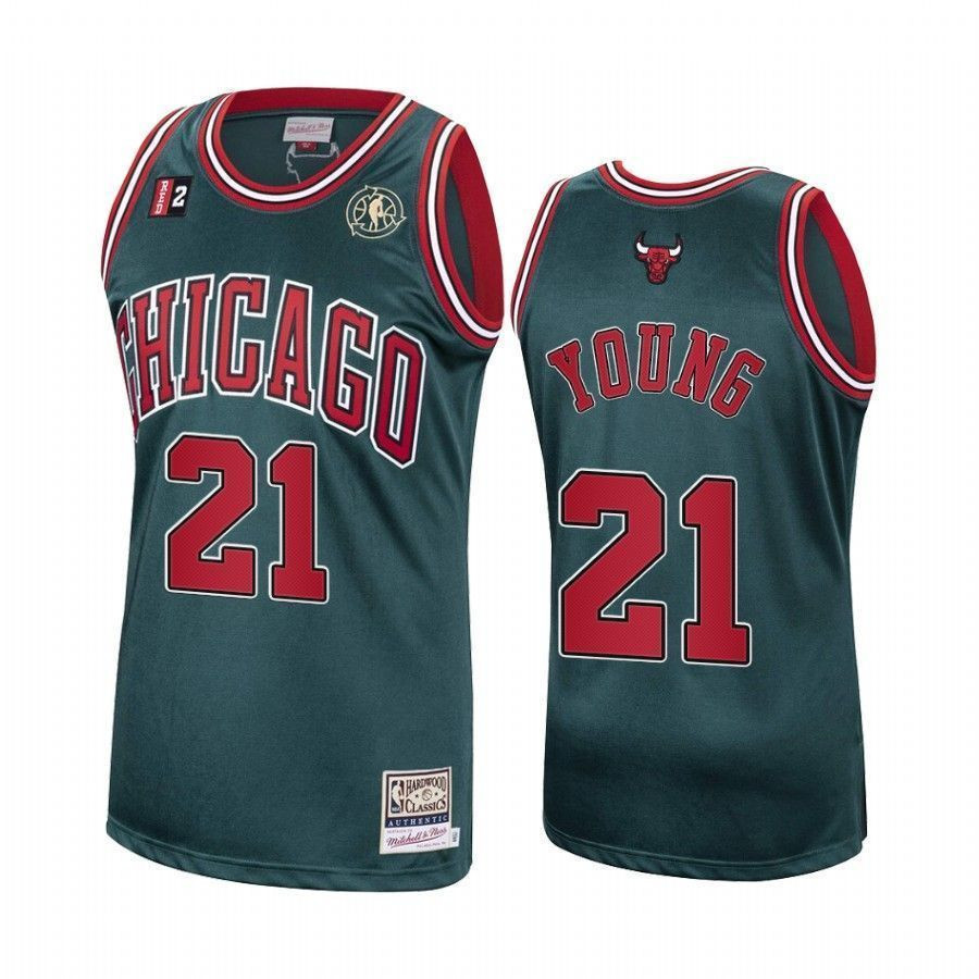 Thaddeus Young 21 Chicago Bulls Green Hardwood Classics NBA Jersey Men's