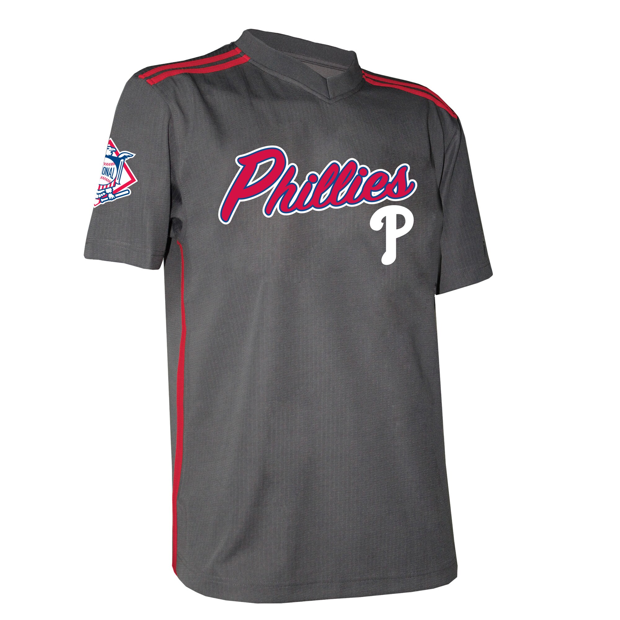 Philadelphia Phillies Stitches Charcoal Team V-Neck MLB Jersey Youth