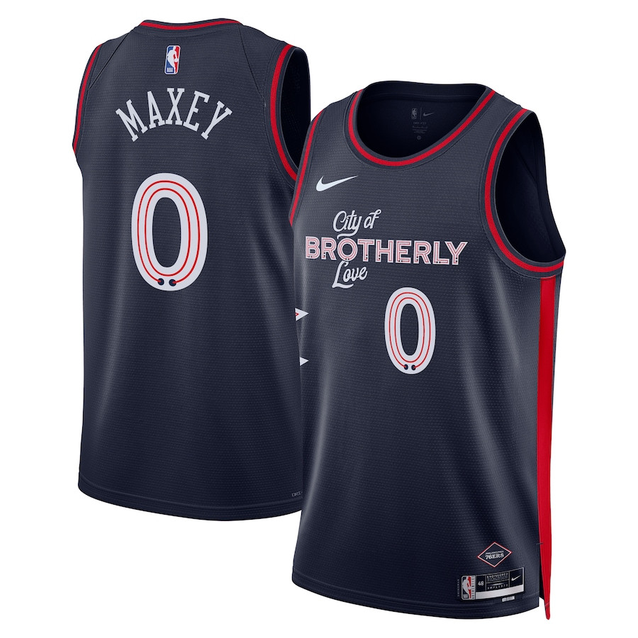 Tyrese Maxey 0 Philadelphia 76ers 2023/24 City Edition Swingman Navy NBA Jersey Men's