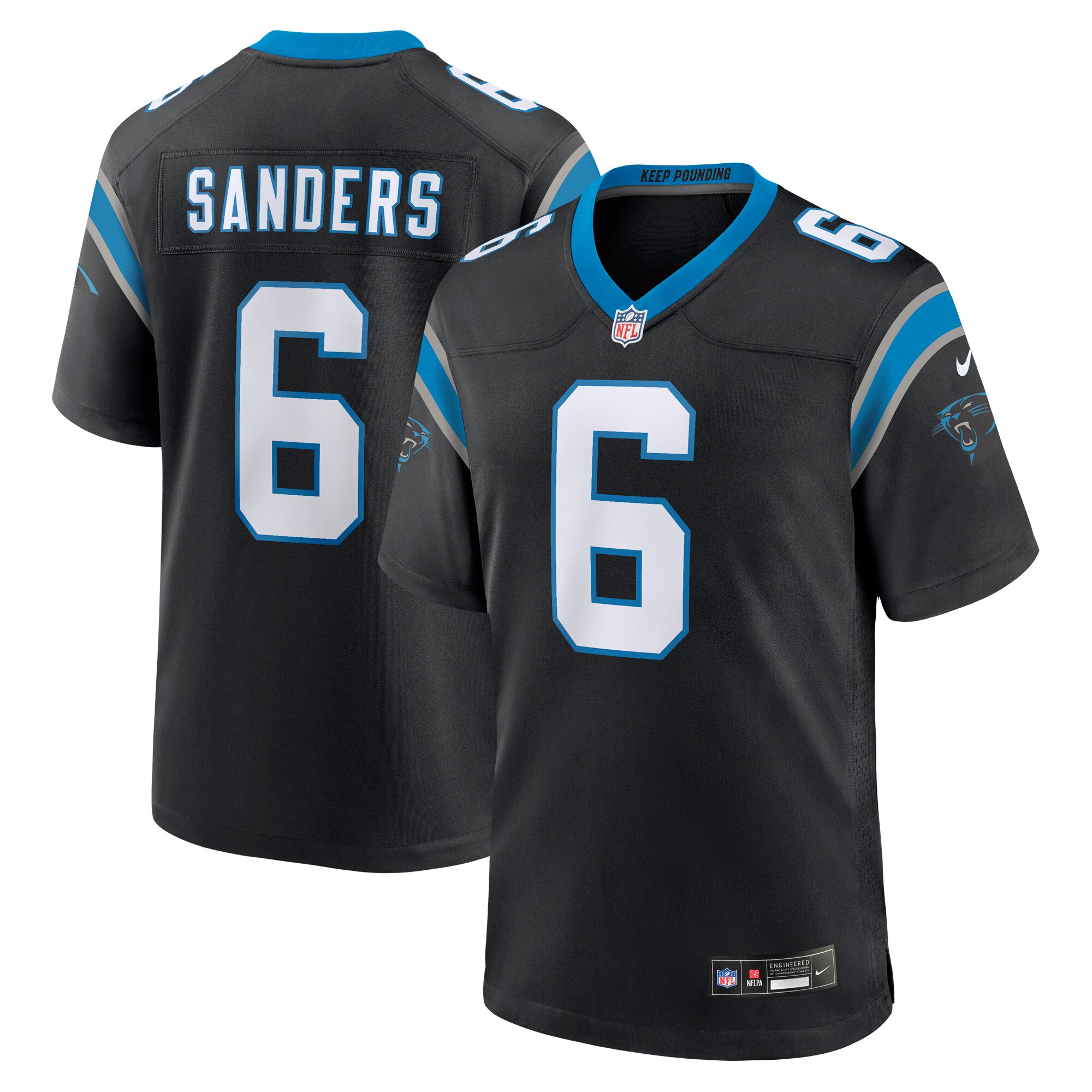 Carolina Panthers Miles Sanders Black Team Game NFL Jersey Men's