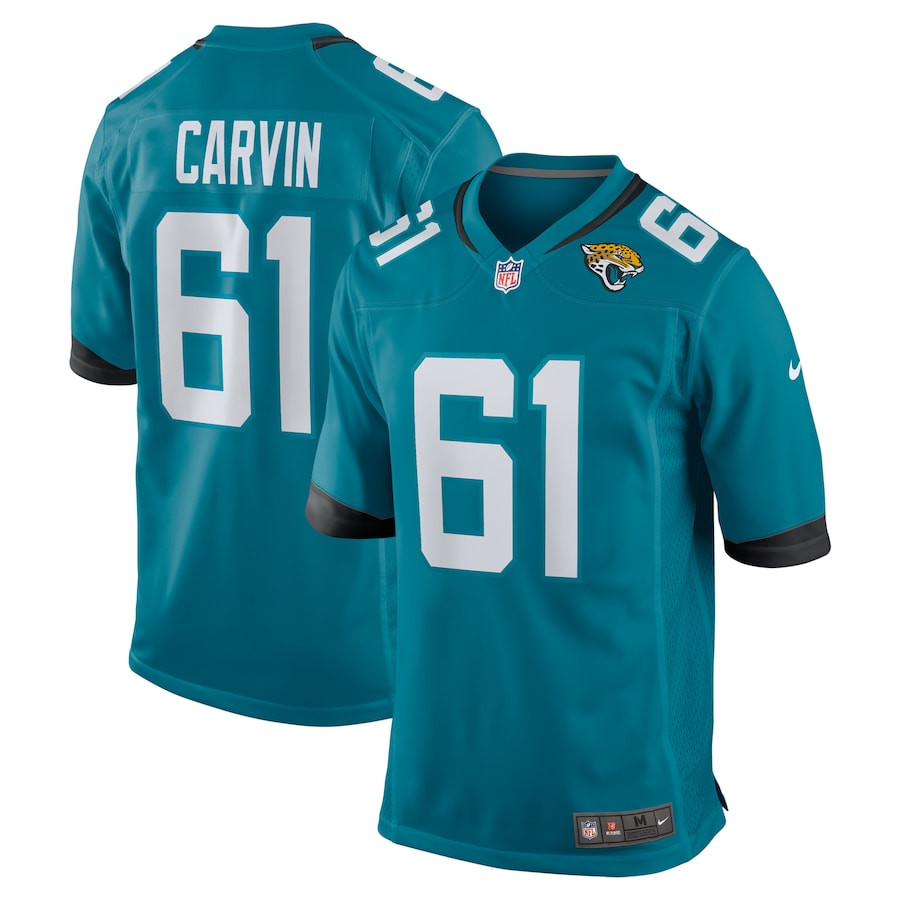 Jerome Carvin 61 Jacksonville Jaguars Team Game Teal NFL Jersey Men's