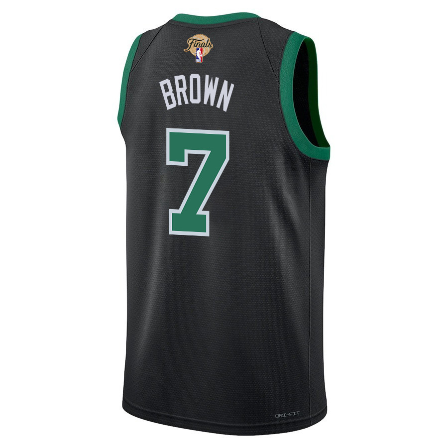 Jaylen Brown 7 Boston Celtics 2024 FINALS PATCH Swingman Statement Edition Black NBA Jersey Men's