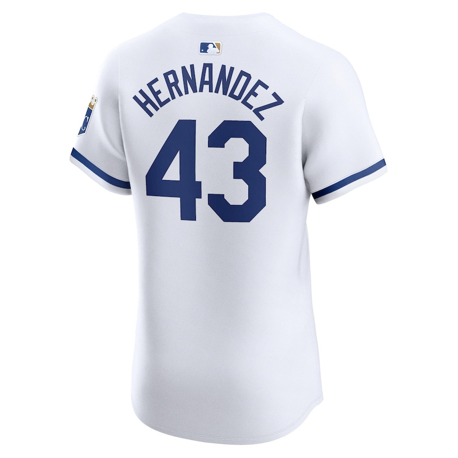 Carlos Hern?ndez 43 Kansas City Royals Home Elite Player White MLB Jersey Men's