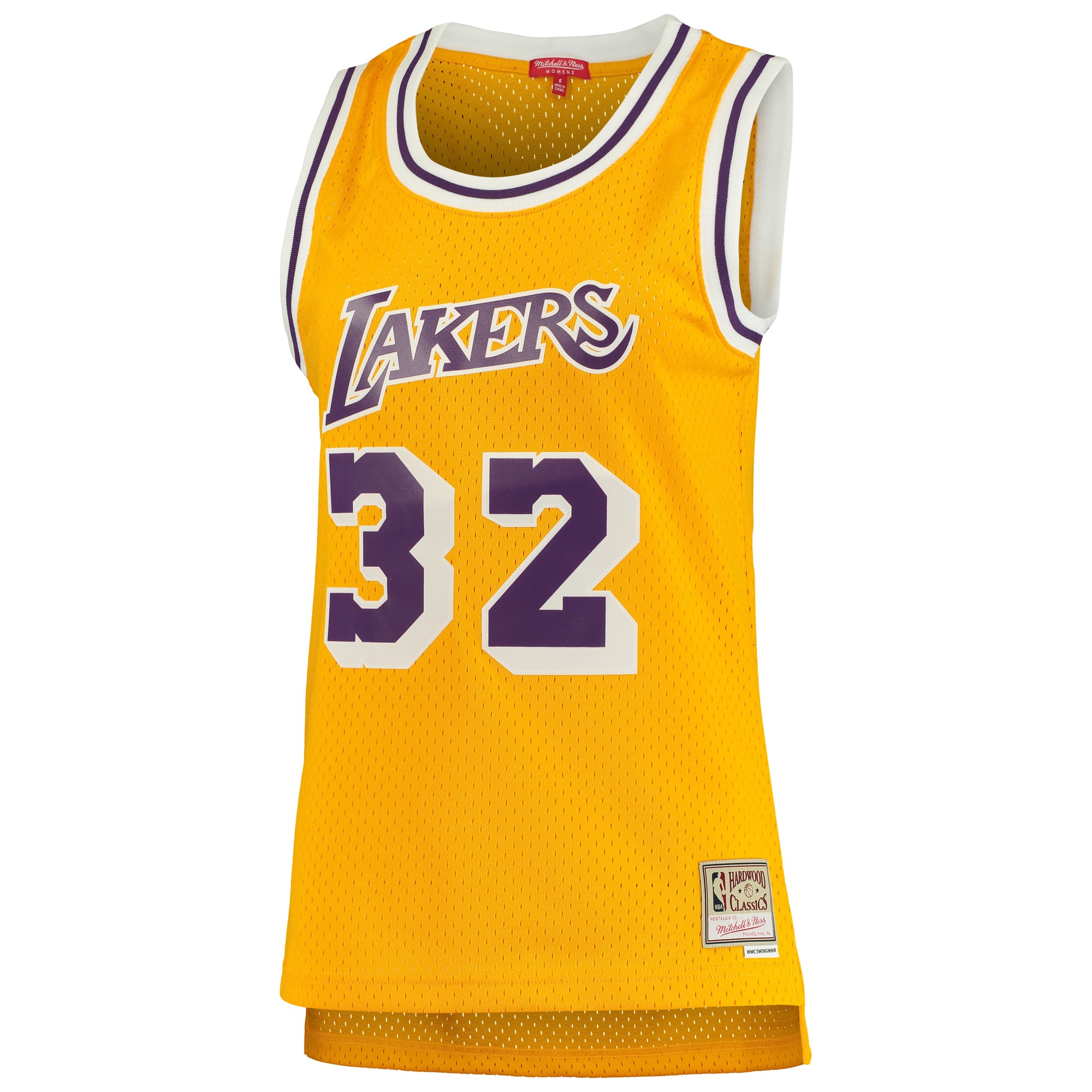 Mitchell Ness Magic Johnson Gold Los Angeles Lakers 1984-85 Hardwood Classics Swingman NBA Jersey Women's
