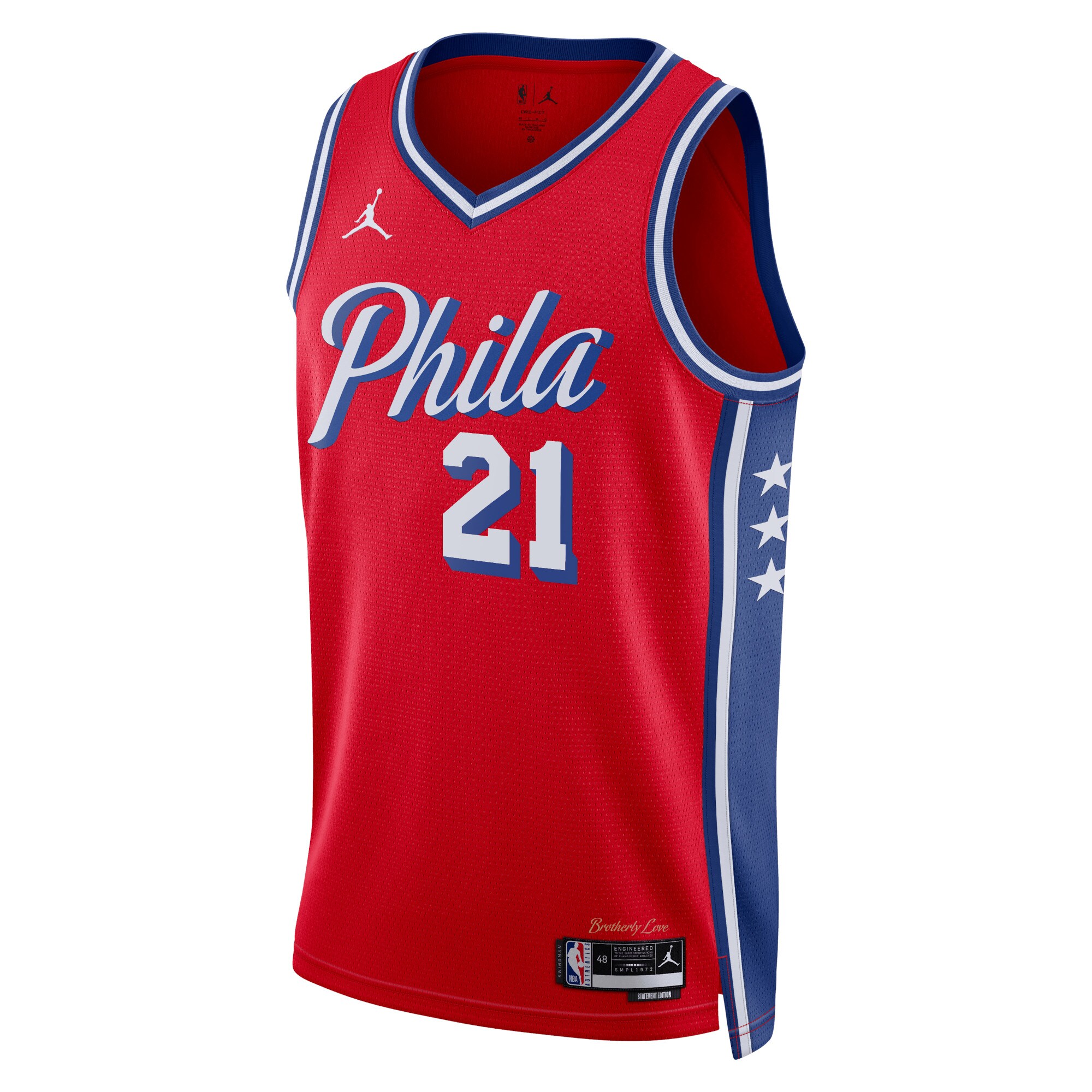 Philadelphia 76ers Jordan Statement Edition Swingman Red Joel Embii Unisex NBA Jersey Unisex