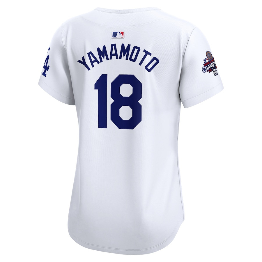 Yoshinobu Yamamoto 18 Los Angeles Dodgers 2024 World Series Champions Home Limited White MLB Jersey Women's