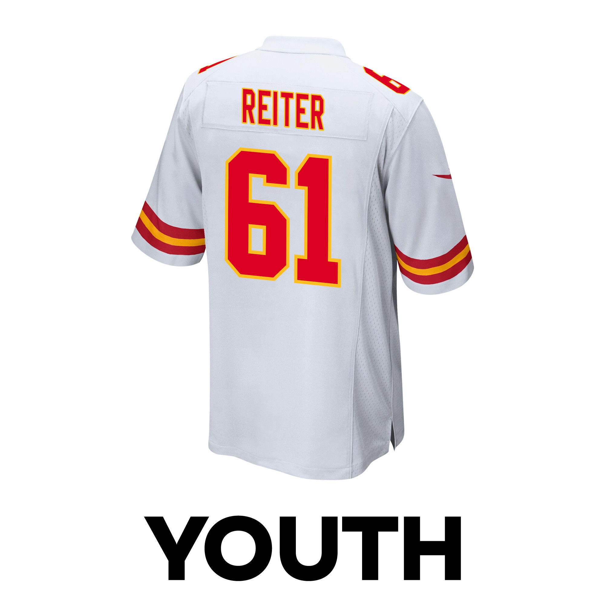 Austin Reiter 61 Kansas City Chiefs Super Bowl LVIII Champions 4X Game White NFL Jersey Youth