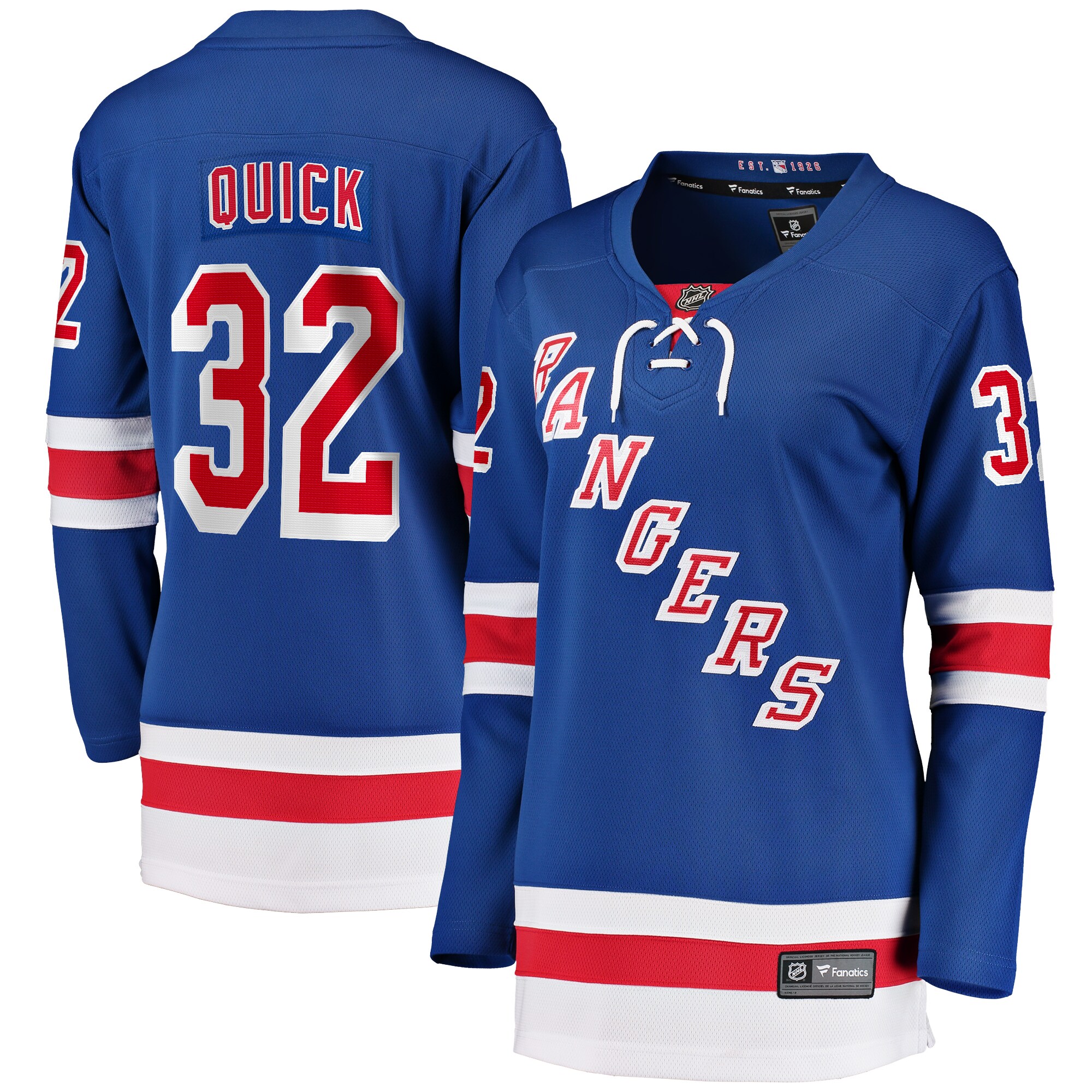 New York Rangers Jonathan Quick Blue Home Breakaway Player NHL Jersey Women's
