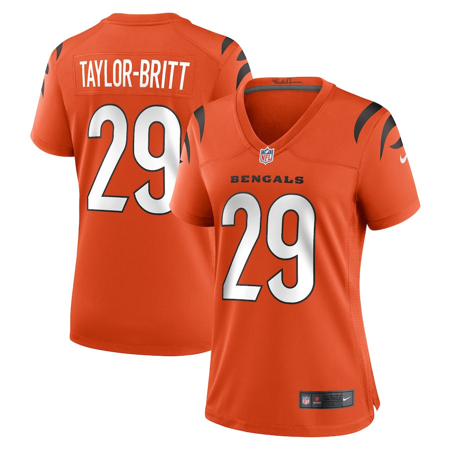 Cam Taylor-Britt 29 Cincinnati Bengals Alternate Game Orange NFL Jersey Women's