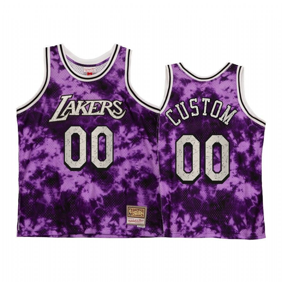 Custom 00 Los Angeles Lakers Galaxy Constellation Purple NBA Jersey Men's