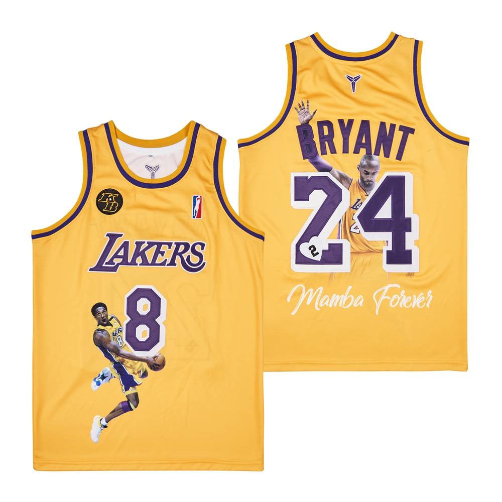 Kobe Bryant 24 Los Angeles Lakers Mamba Forever Swingman Yellow NBA Jersey Men's