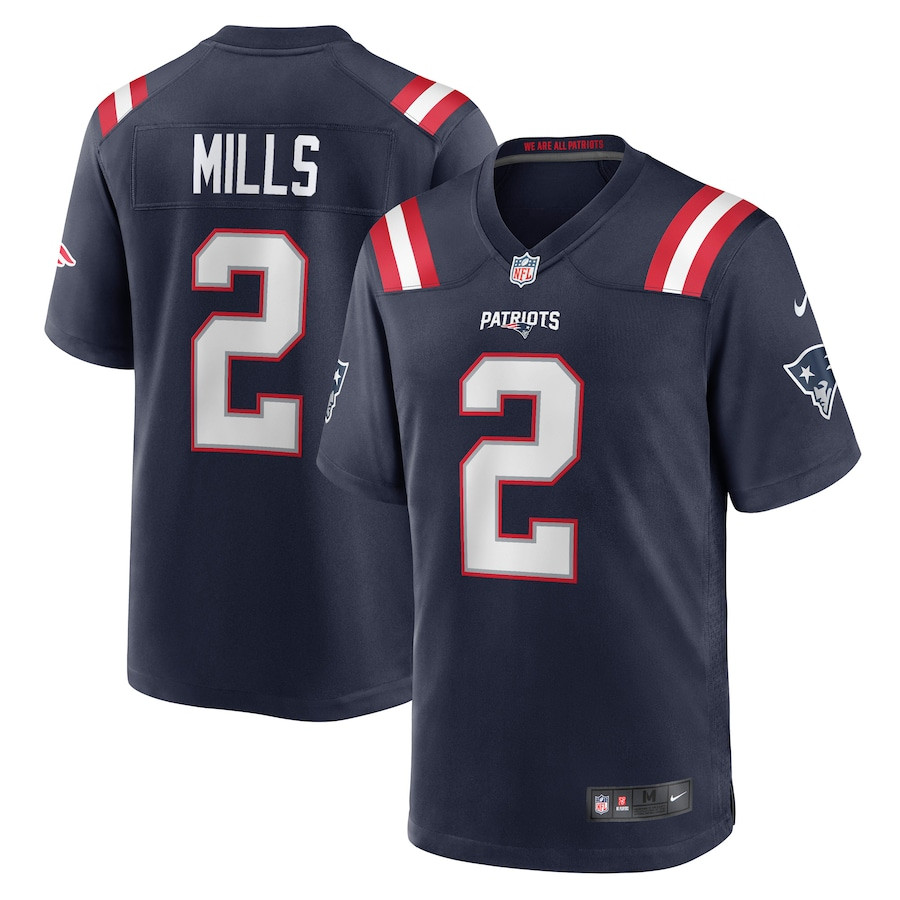 Jalen Mills 2 New England Patriots Game Navy NFL Jersey Men's