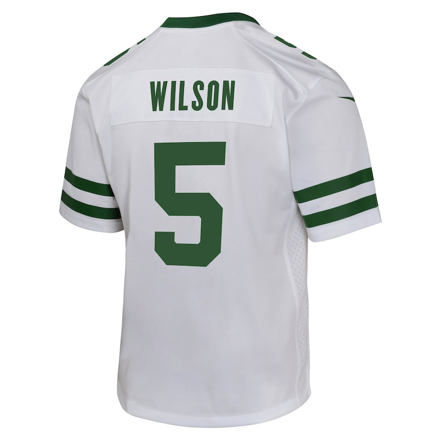 Garrett Wilson 5 New York Jets Game Legacy White NFL Jersey Youth