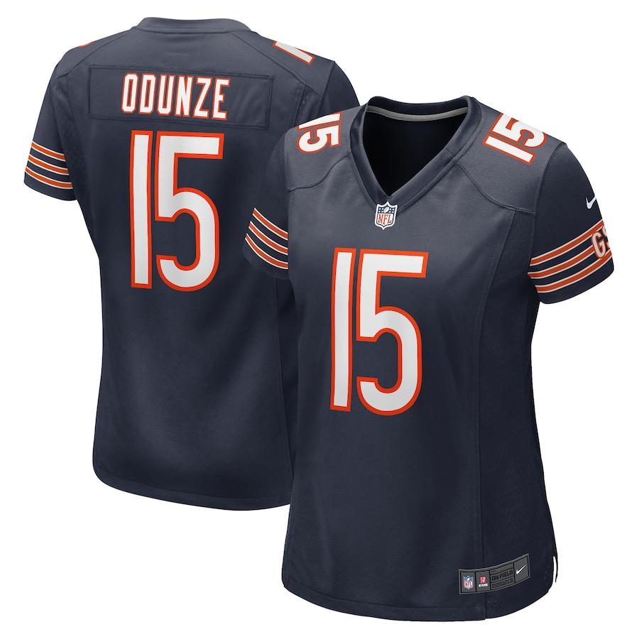 Rome Odunze 15 Chicago Bears Game Navy NFL Jersey Women's