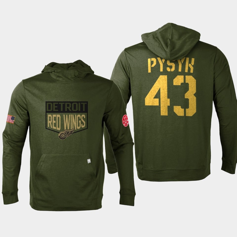 Mark Pysyk 43 Detroit Red Wings 2022 Salute to Service Pullover Hoodie NHL Jersey Men's