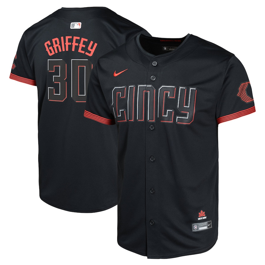 Ken Griffey Jr. 30 Cincinnati Reds City Connect Limited Black MLB Jersey Youth