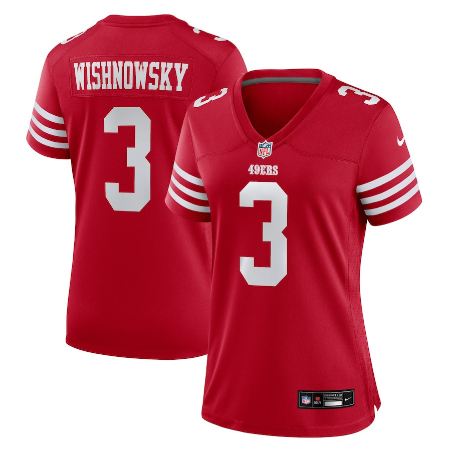Mitch Wishnowsky 3 San Francisco 49ers Game Scarlet NFL Jersey Women's