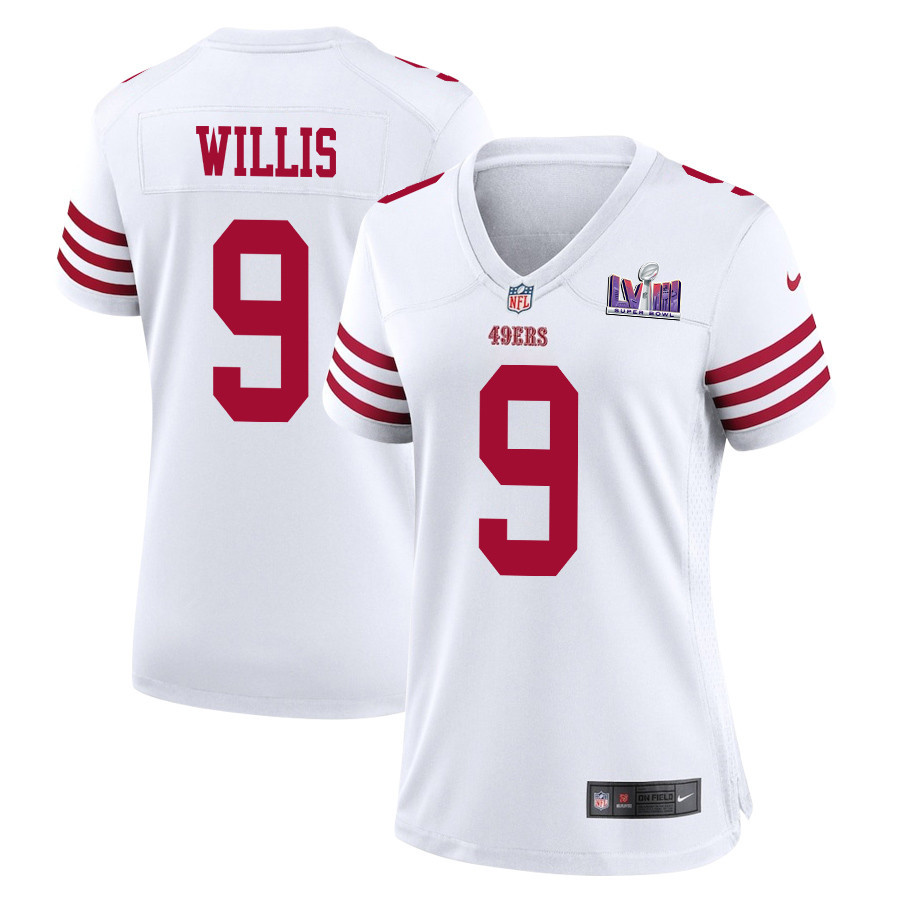 Brayden Willis 9 San Francisco 49ers Super Bowl LVIII Patch Game White NFL Jersey Women's