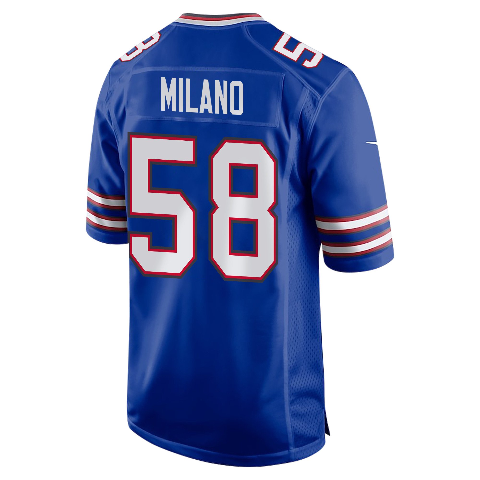 Matt Milano 58 Buffalo Bills Super Bowl LIX Champions Patch Game Royal NFL Jersey Men's