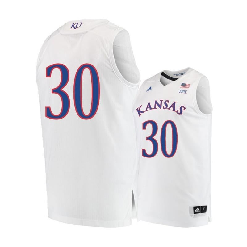 30 Ochai Agbaj White Kansas Jayhawks NCAA Jersey Men's