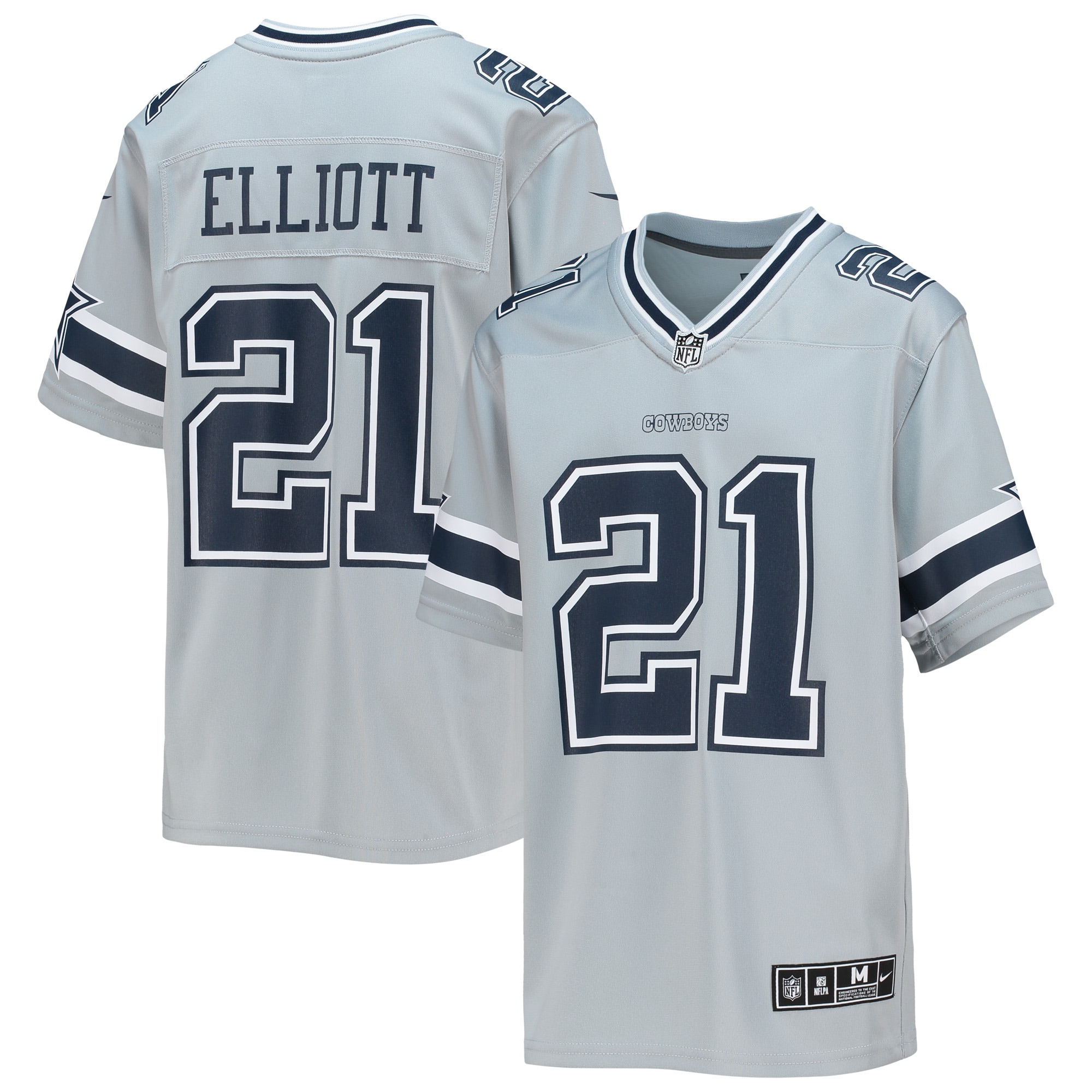 Dallas Cowboys Ezekiel Elliott Silver Inverted Team Game NFL Jersey Youth