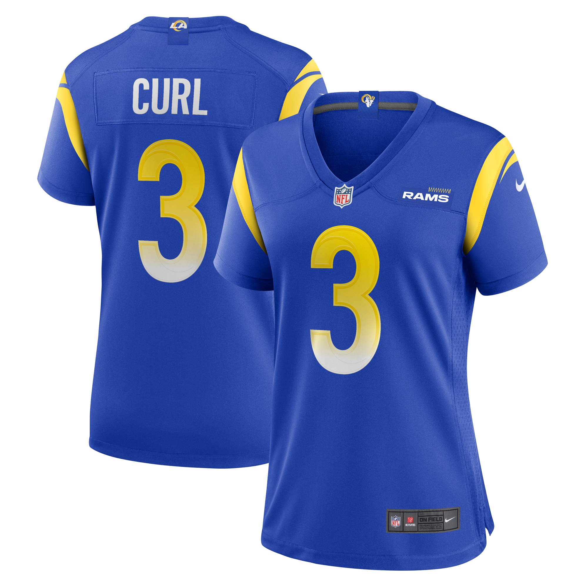 Los Angeles Rams Kamren Curl Royal Team Game NFL Jersey Women's