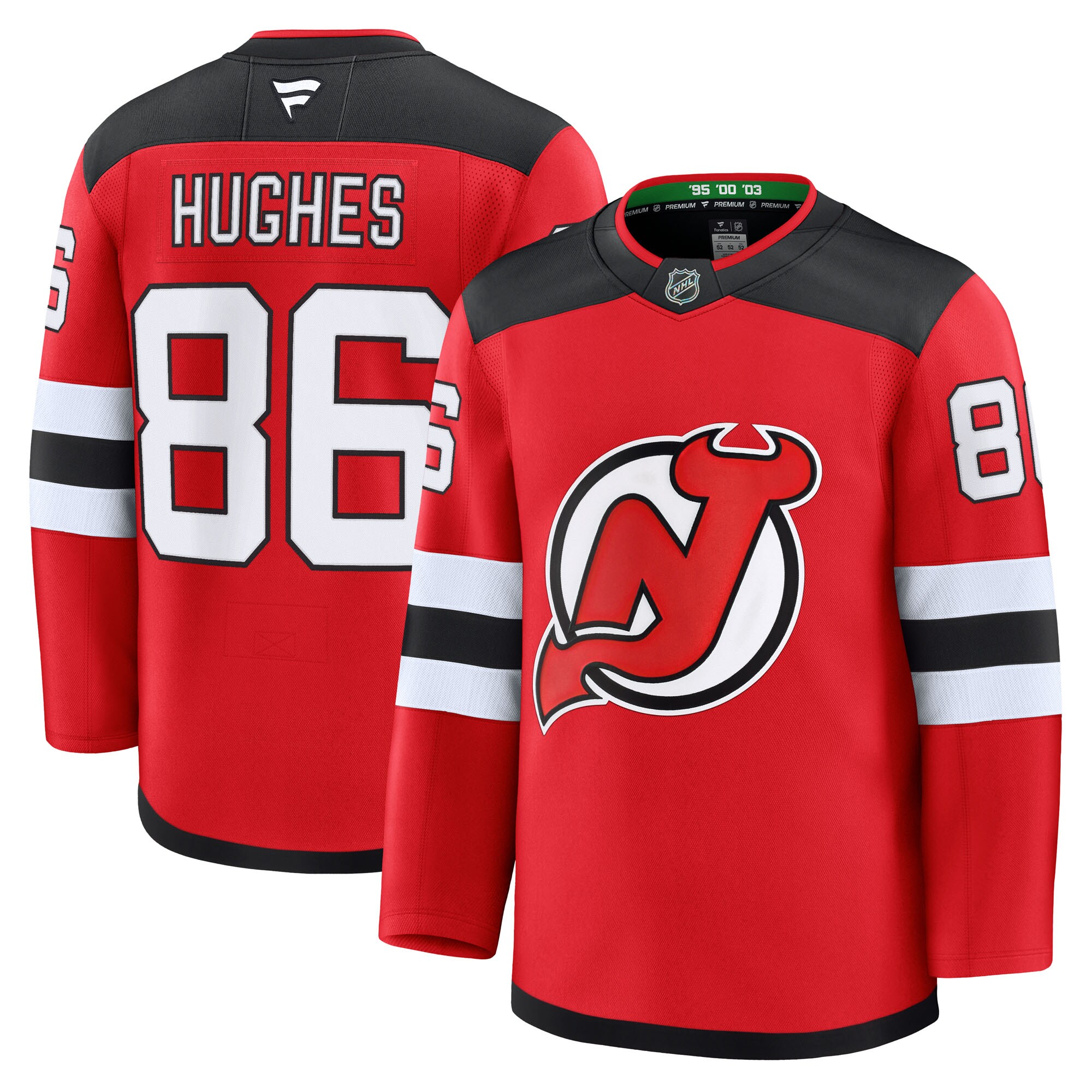 New Jersey Devils Jack Hughes Red Home Premium NHL Jersey Men's