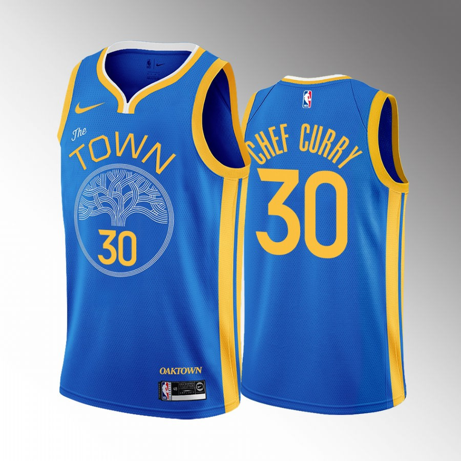 Stephen Curry Chef Curry 30 Golden State Warriors Royal Earned NBA Jersey Men's