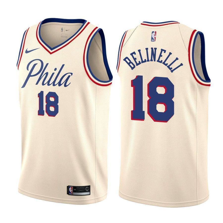 Philadelphia 76ers Marco Belinelli 18 City Edition Natural NBA Jersey Men's