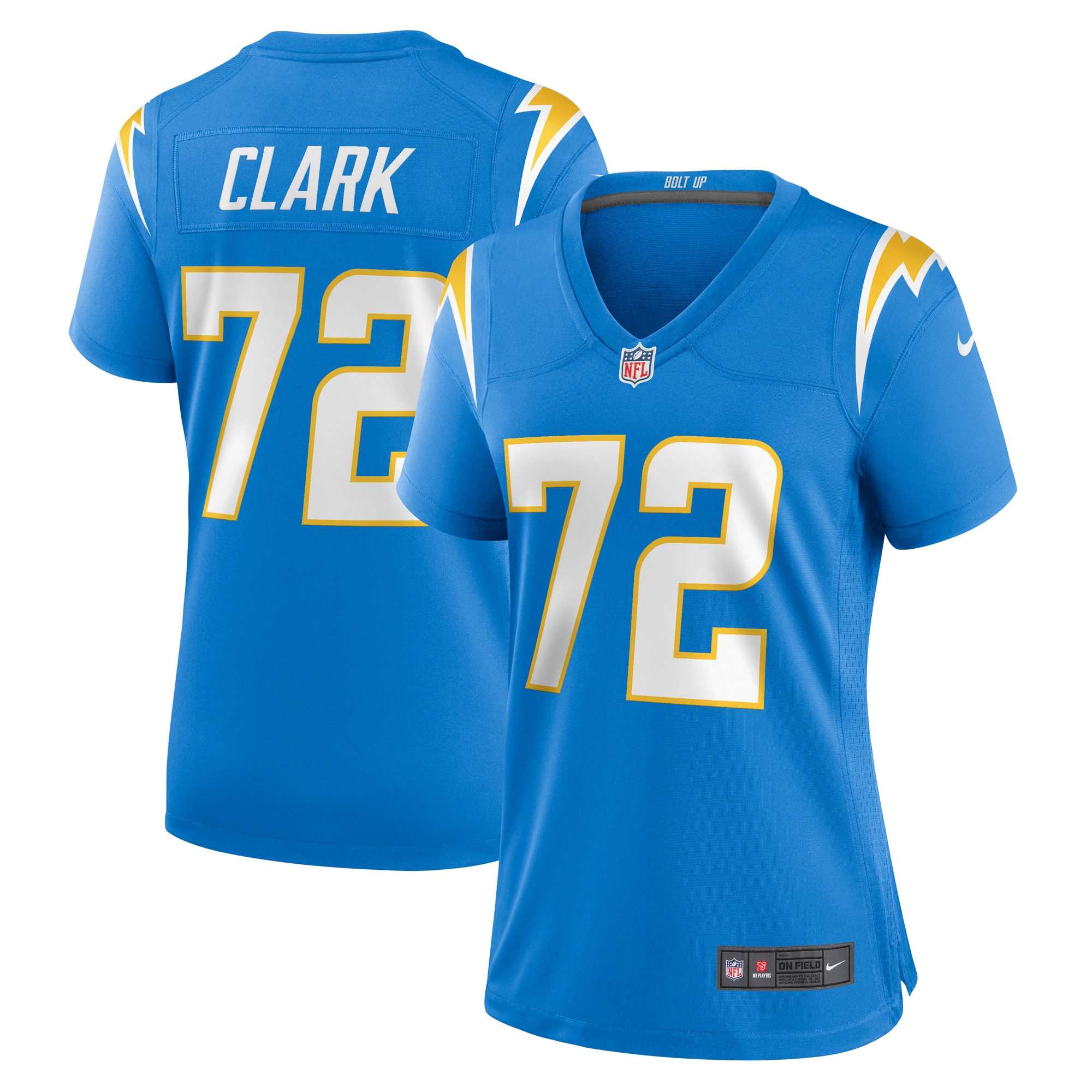 Los Angeles Chargers Jerrod Clark Powder Blue Team Game NFL Jersey Women's