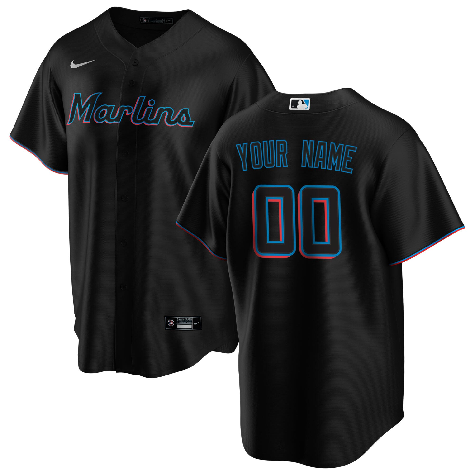 Miami Marlins Black Alternate Custom MLB Jersey Men's
