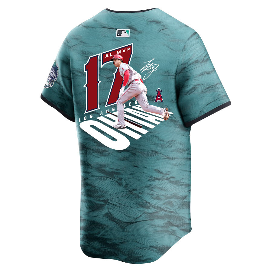 Shohei Ohtani 17 Los Angeles Angels Signed Number 2023 All Star Game Limited Player Teal MLB Jersey Men's