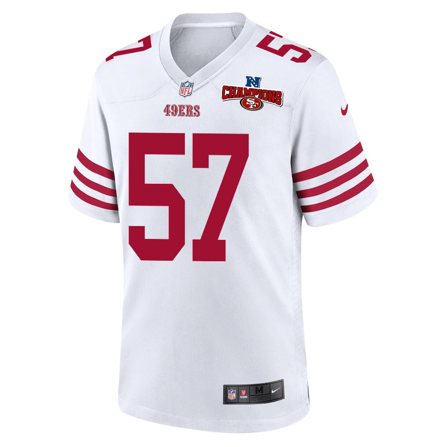 Dre Greenlaw 57 San Francisco 49ers NFC Champions Patch Game White NFL Jersey Men's
