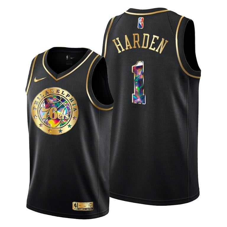 James Harden 1 Philadelphia 76ers Diamond Logo Black NBA Jersey Men's