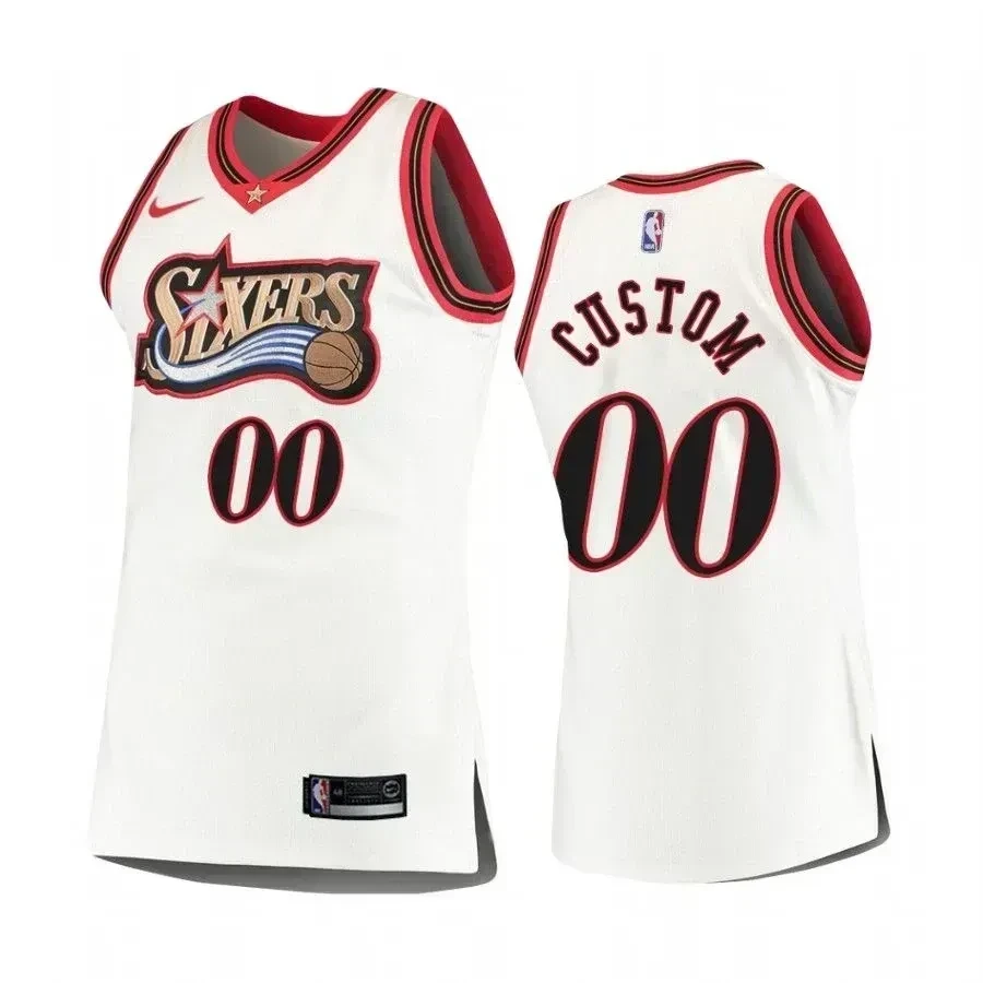 Philadelphia 76ers 00 Custom White Hardwood Classics NBA Jersey Men's
