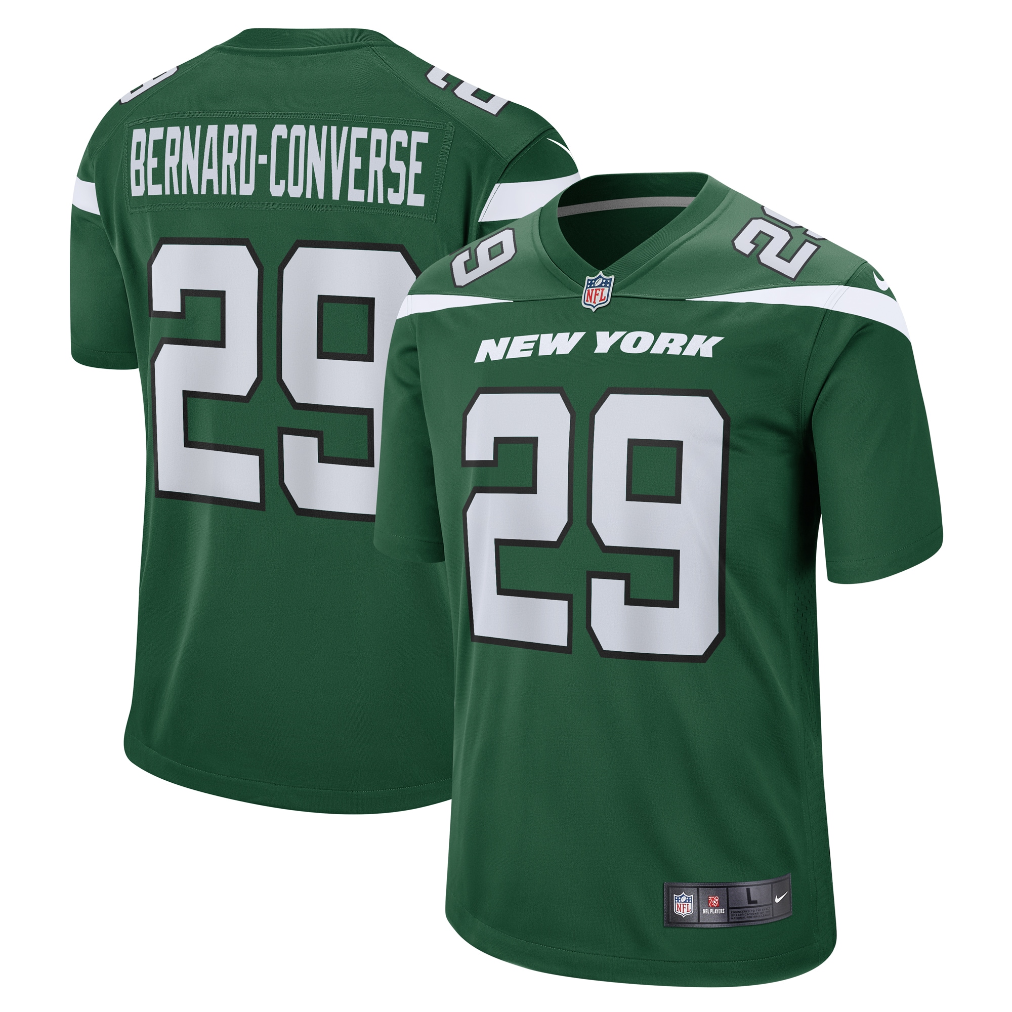 New York Jets Jarrick Bernard Converse Gotham Green Game NFL Jersey Men's