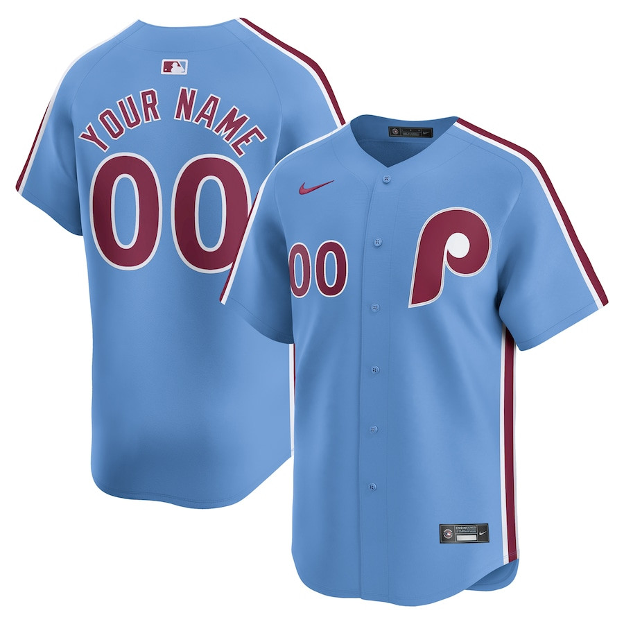 Philadelphia Phillies Alternate Limited Custom Light Blue MLB Jersey Men's