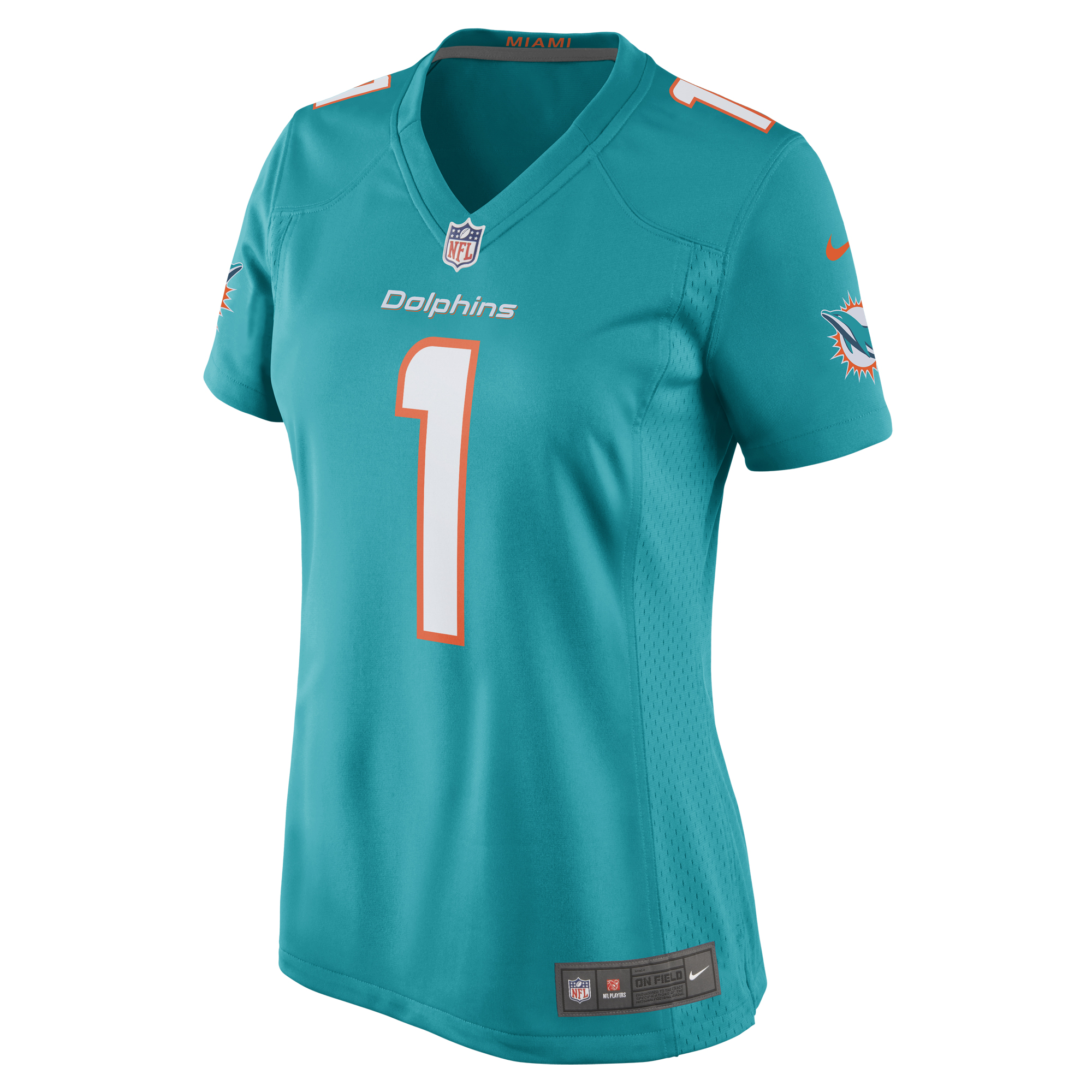 Miami Dolphins Number 1 Mom Aqua Game NFL Jersey Women's