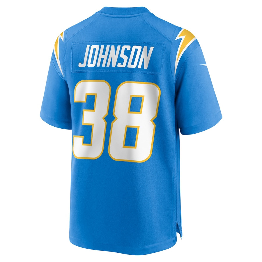 Emany Johnson 38 Los Angeles Chargers Team Game Powder Blue NFL Jersey Men's
