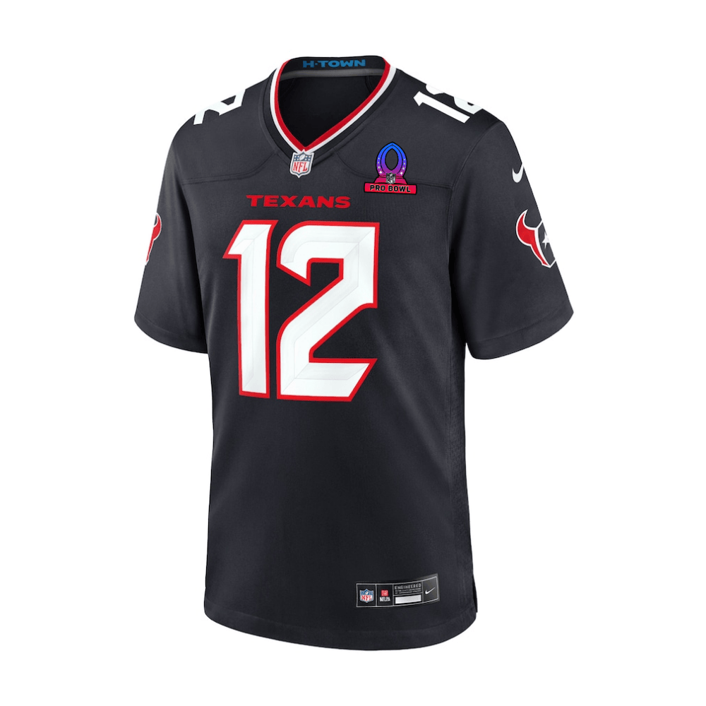 Nico Collins 12 Houston Texans 2025 Pro Bowl Patch Game Navy NFL Jersey Men's