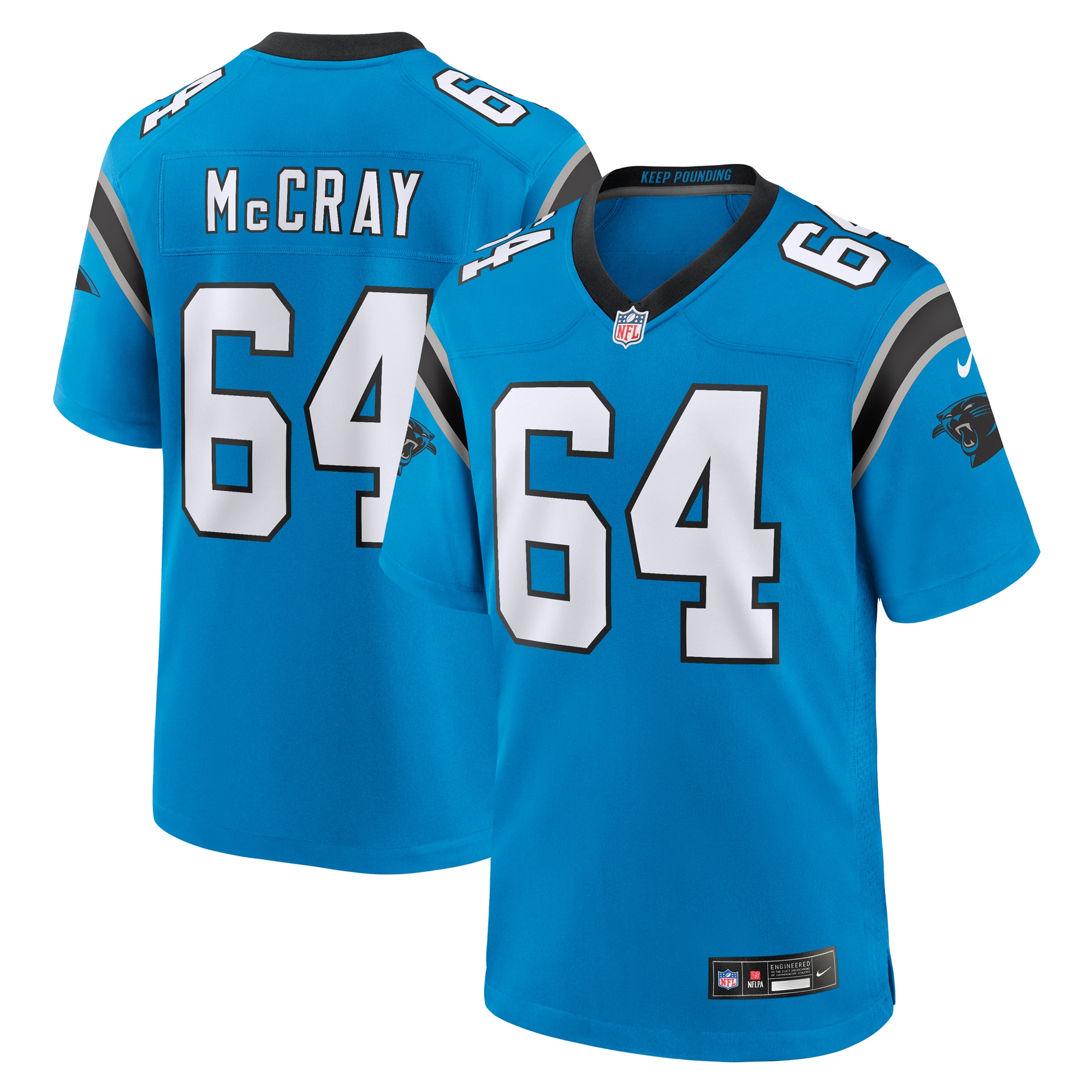 Carolina Panthers Justin McCray Blue Alternate Game NFL Jersey Men's