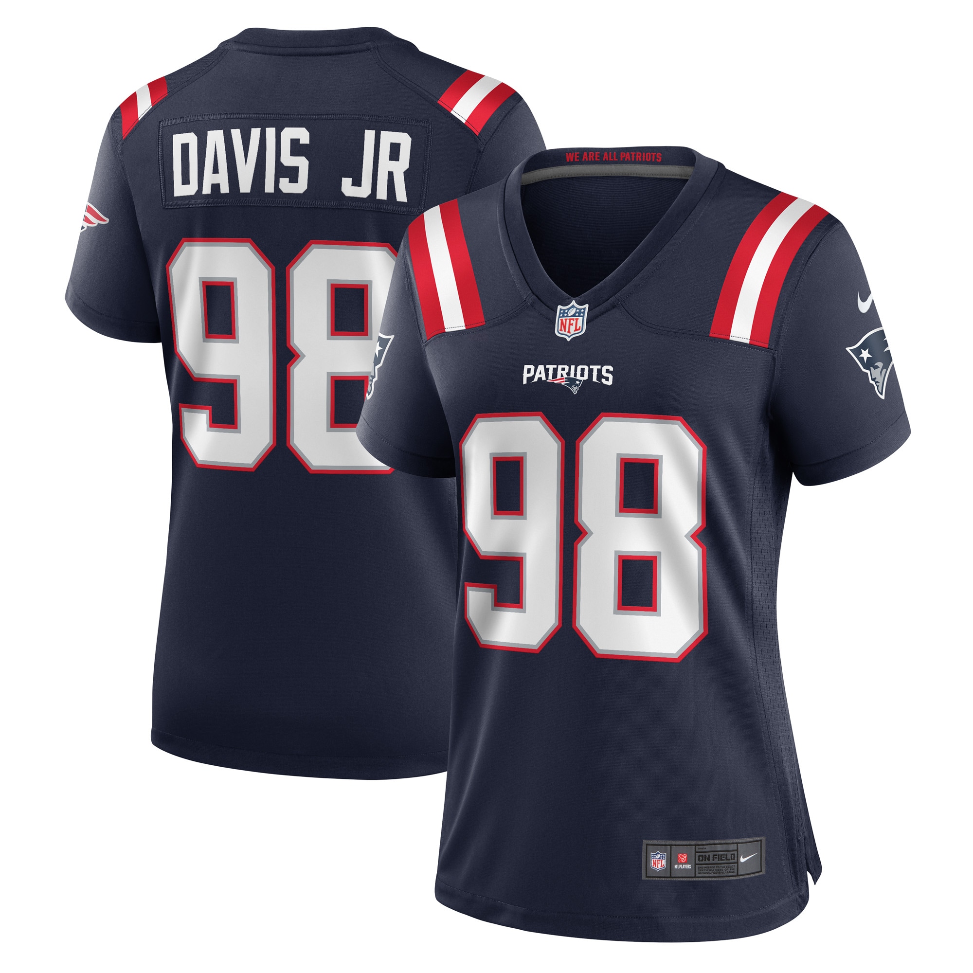 New England Patriots Carl Davis Jr. Navy Game Player NFL Jersey Women's