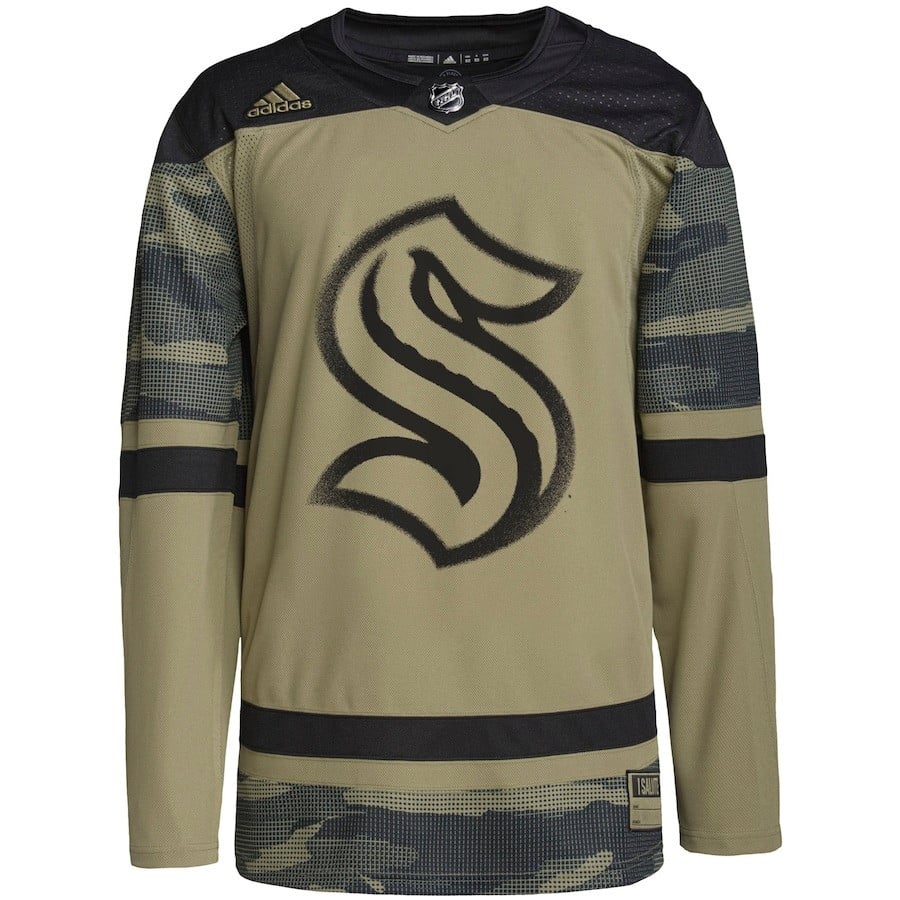 Seattle Kraken Military Appreciation Team Custom Practice Camo NHL Jersey Men's