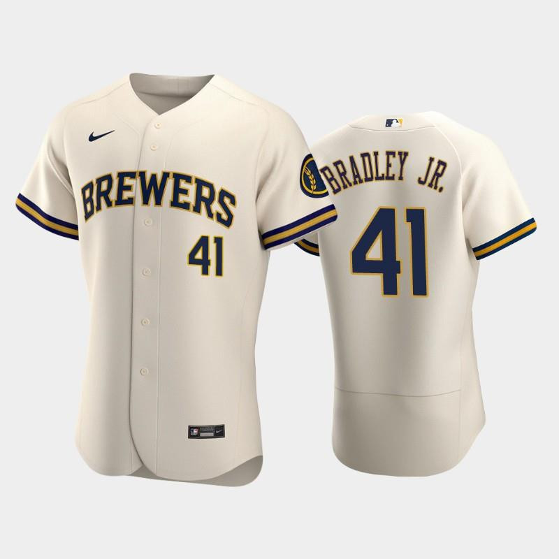 Milwaukee Brewers 41 Jackie Bradley Jr. Home Team Cream MLB Jersey Men's