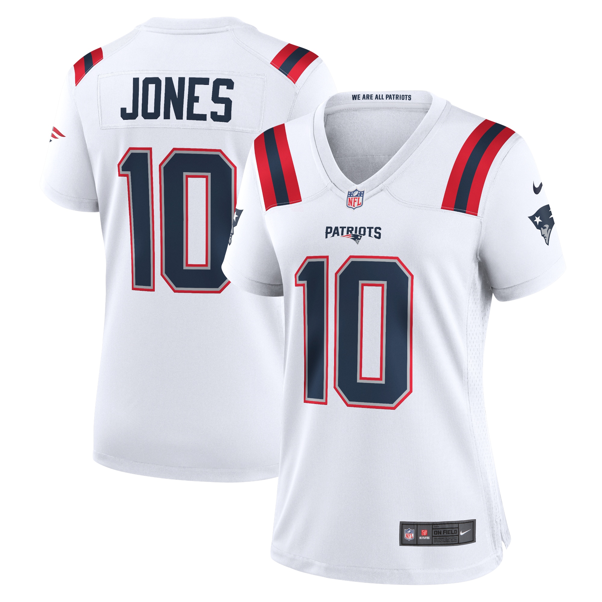 New England Patriots Mac Jones White Game NFL Jersey Women's