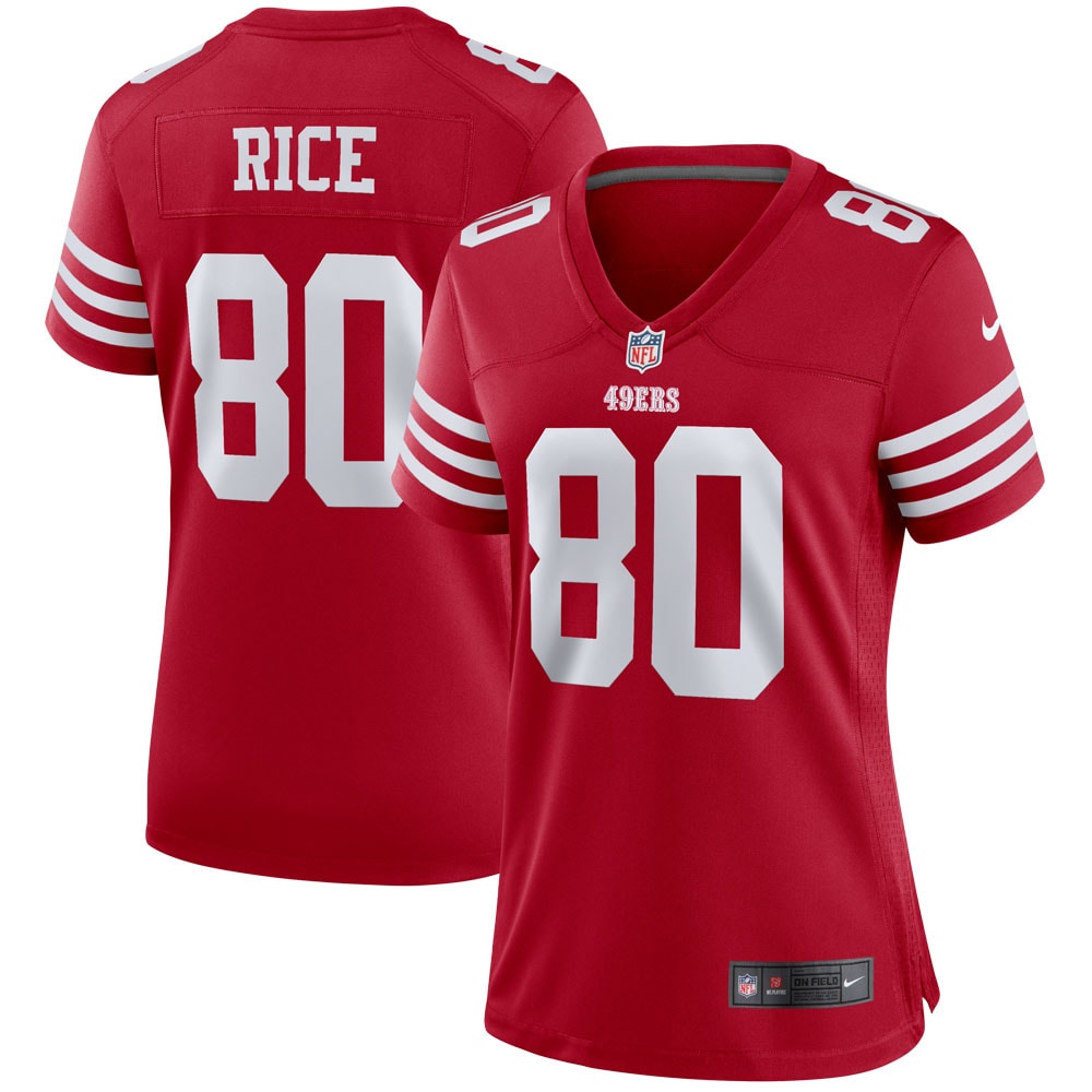 San Francisco 49ers Jerry Rice Scarlet Retired Player Game NFL Jersey Women's