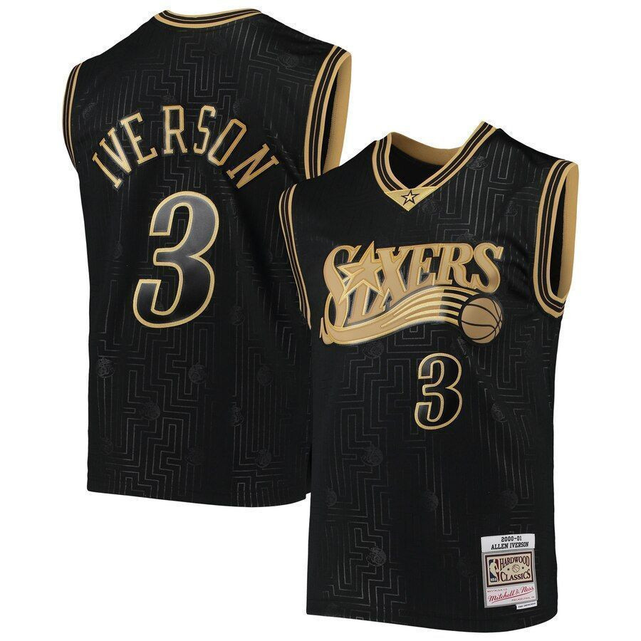 Allen Iverson Philadelphia 76ers Mitchell Ness 2000-01 Hardwood Classics Chinese New Year Swingman Black NBA Jersey Men's