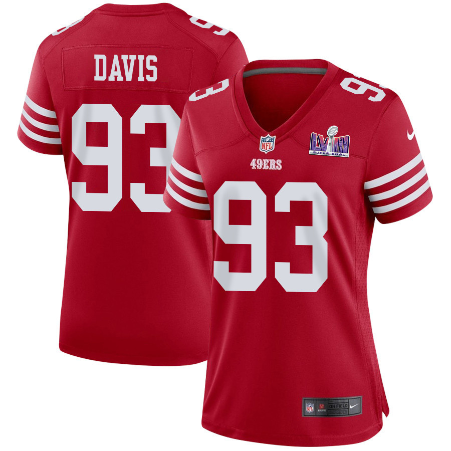 Kalia Davis 93 San Francisco 49ers Super Bowl LVIII Patch Game Scarlet NFL Jersey Women's