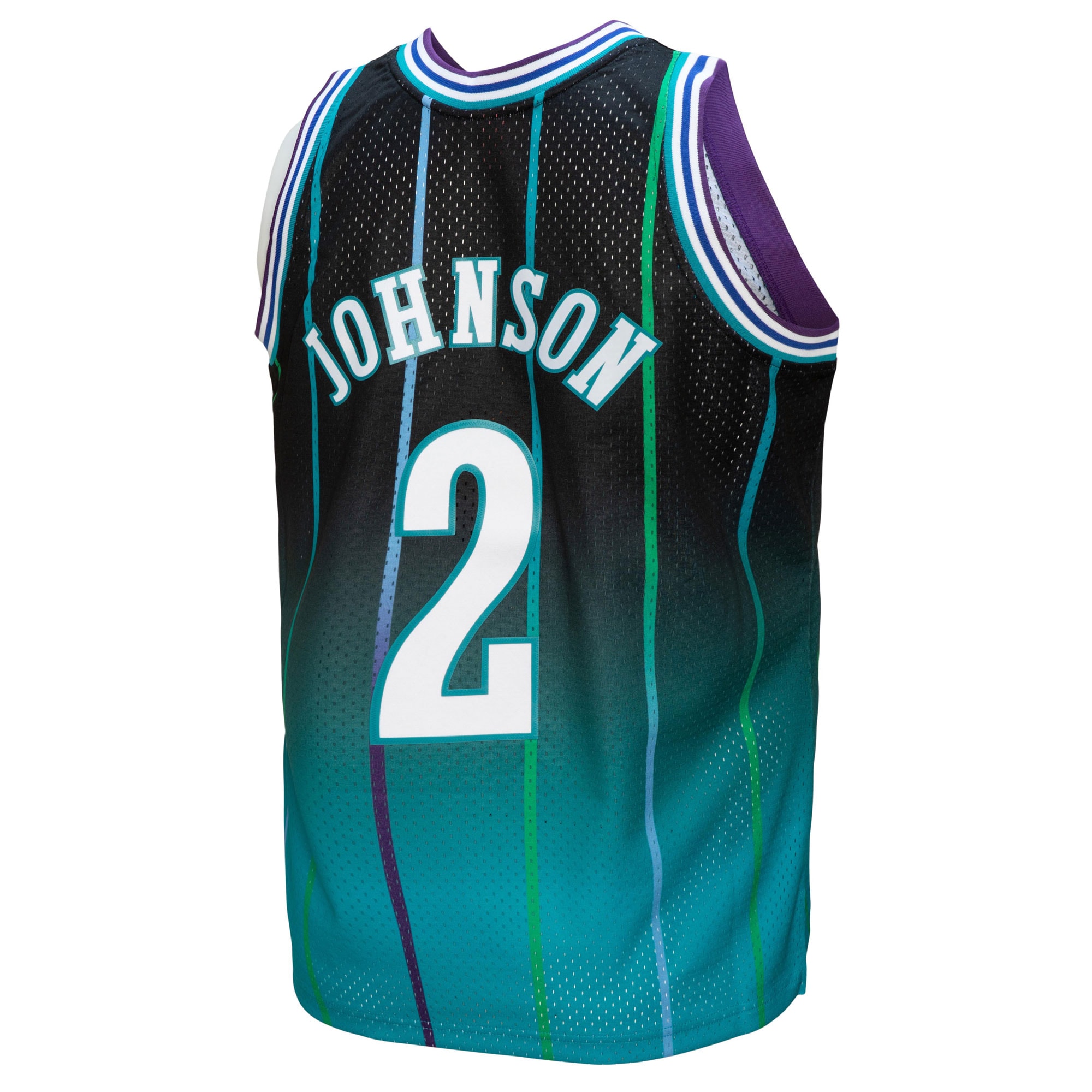 Mitchell Ness Larry Johnson Teal/Black Charlotte Hornets 1992/93 Hardwood Classics Fadeaway Swingman Player NBA Jersey Men's