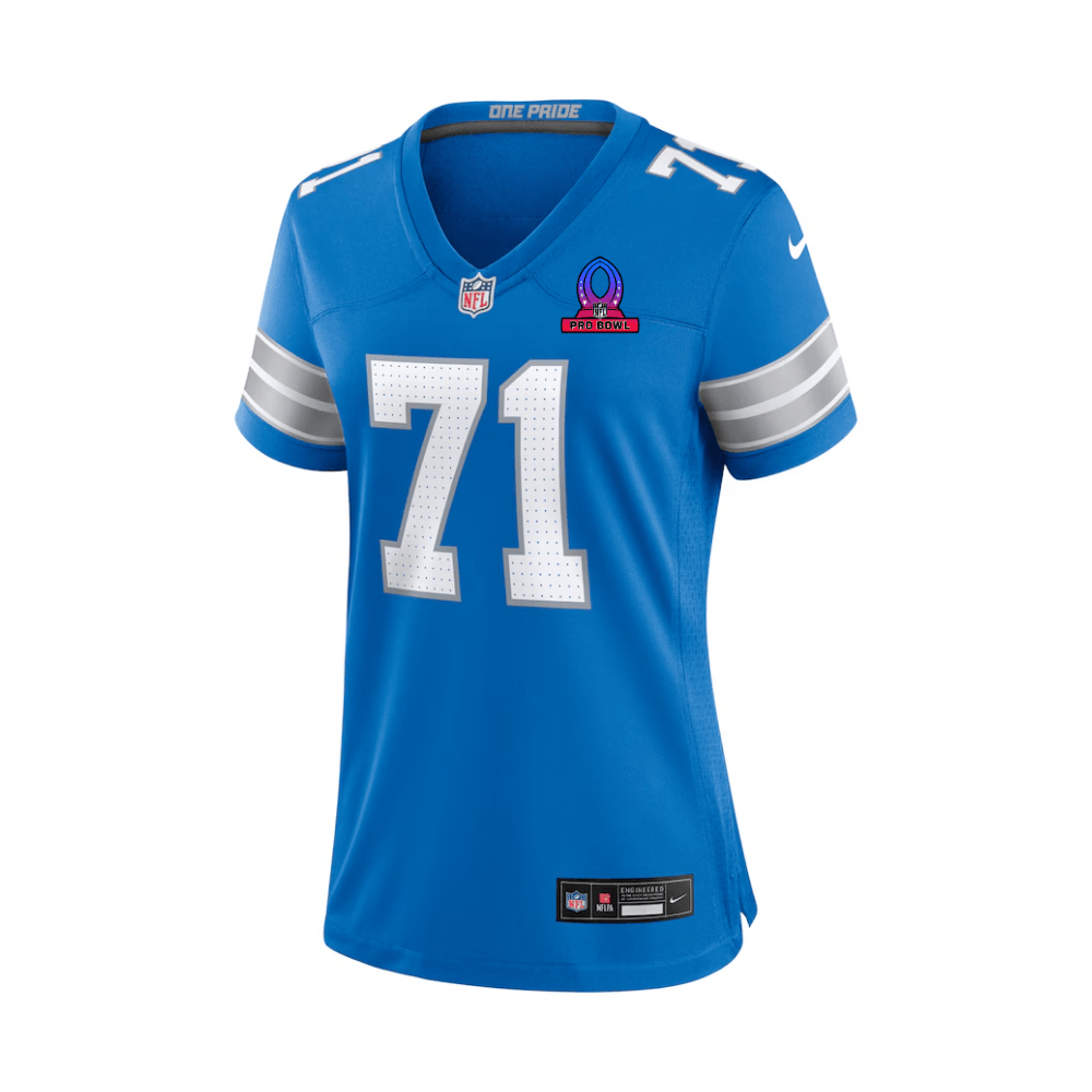 Kevin Zeitler 71 Detroit Lions 2025 Pro Bowl Patch Game Blue NFL Jersey Women's